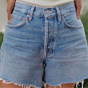 AGOLDE Parker Long Loose Fit Denim Shorts - Color: Skywave - Size 30